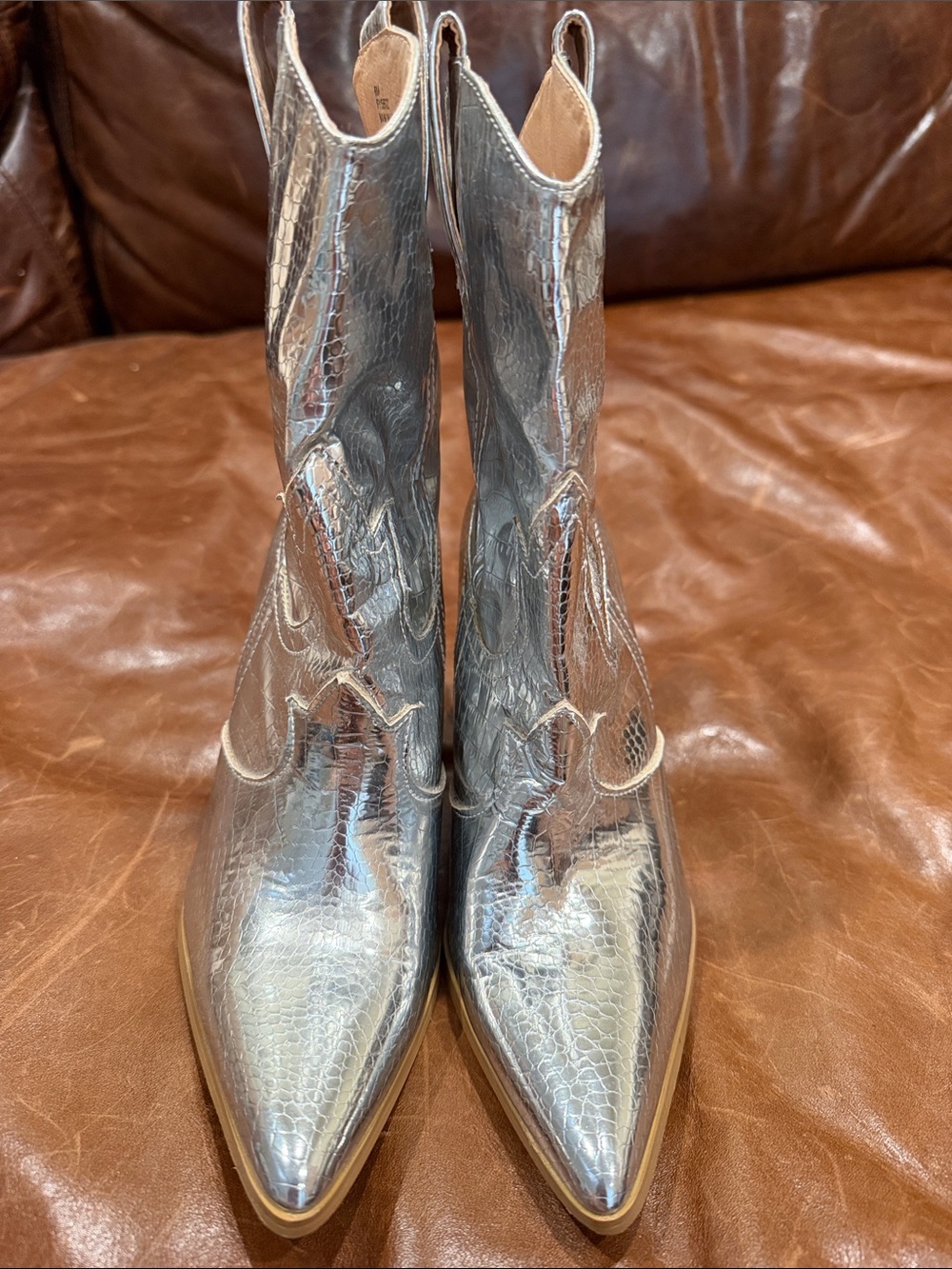 Cape Robbin Metallic Silver Pointed Western Ankle Boots